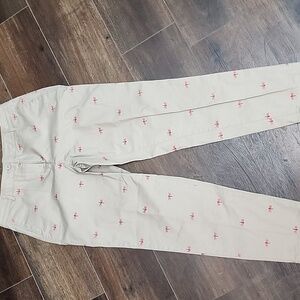 Talbot khaki cropped pants with dragonflys size 6